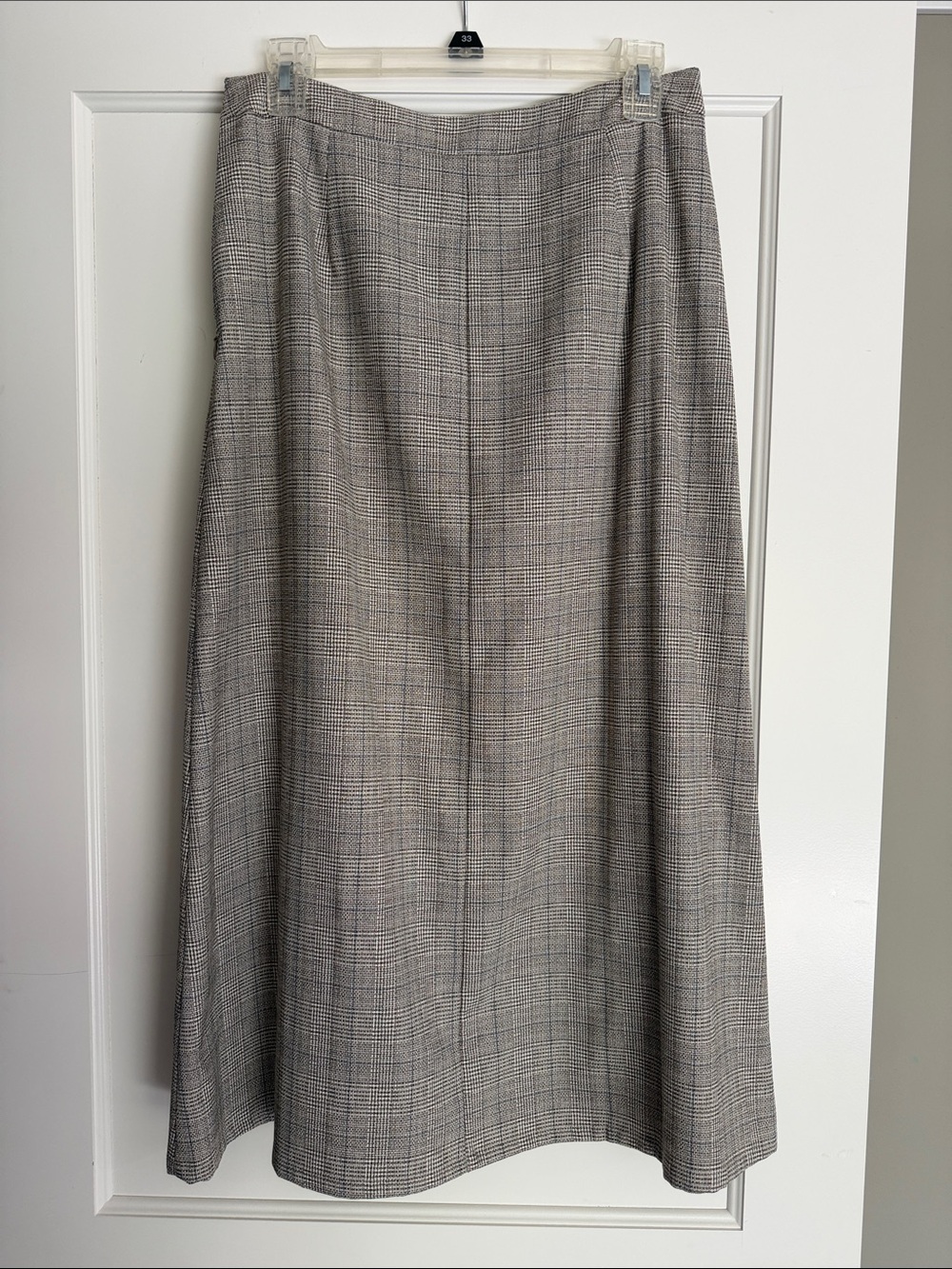 Halogen Gray Plaid Midi Skirt
